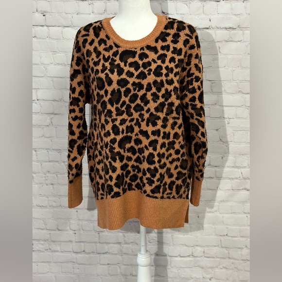 RAFAELLA Leopard Print Tunic Length Sweater Size M - Picture 2 of 14